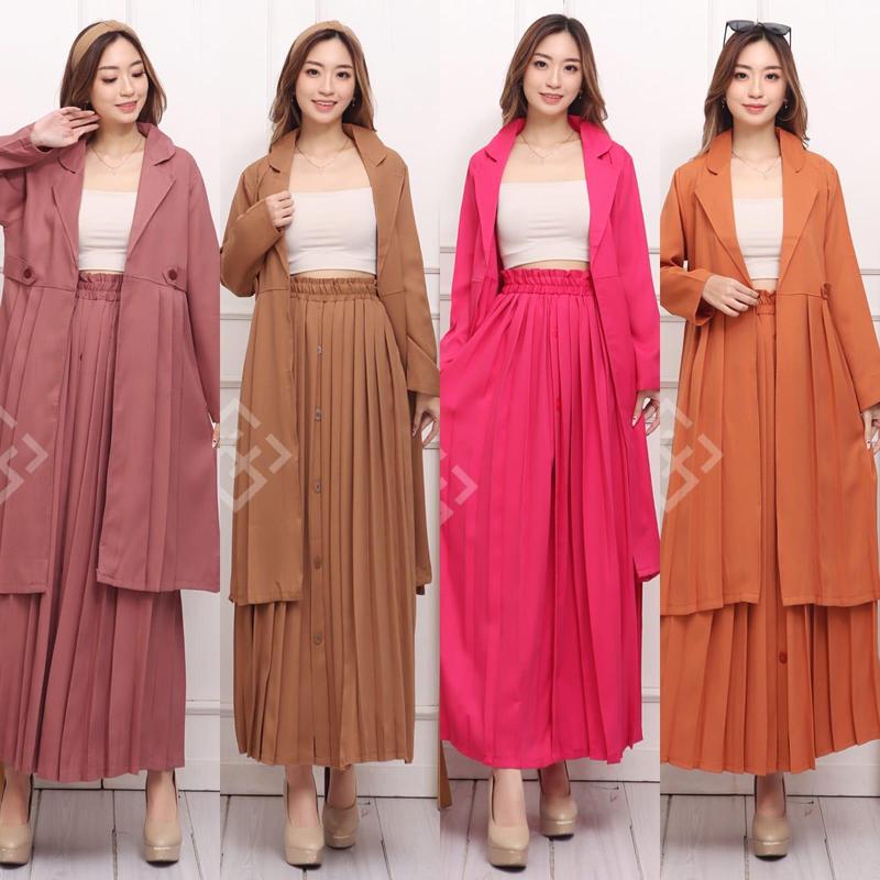 Product Introduction of SetRok Blazer Rok Plisket Fit Karet Setelan Wanita 0