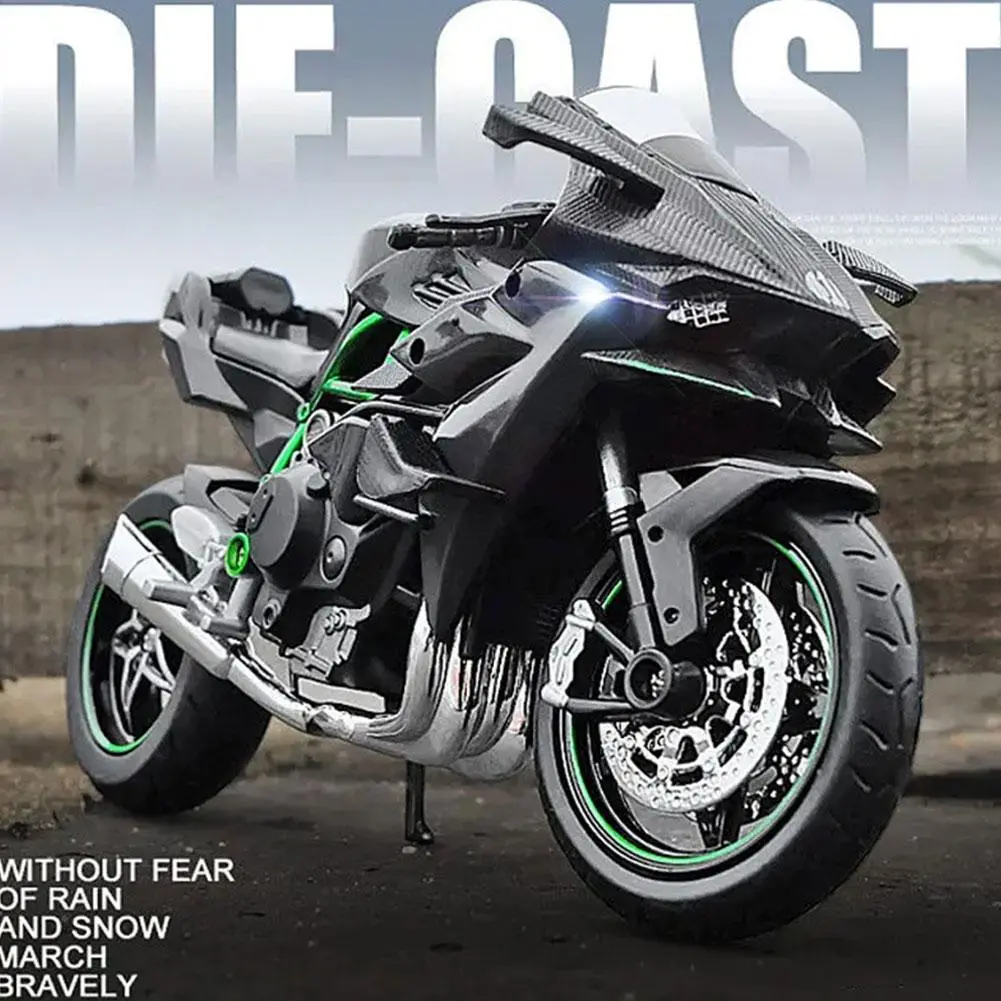 Đồ Chơi Mô Hình Xe Máy Kawasaki H2R, Thiết Kế Tinh Tế Xe Máy Ninja Bằng Hợp Kim, Thích Hợp Để Sưu Tập, N8E7, 118