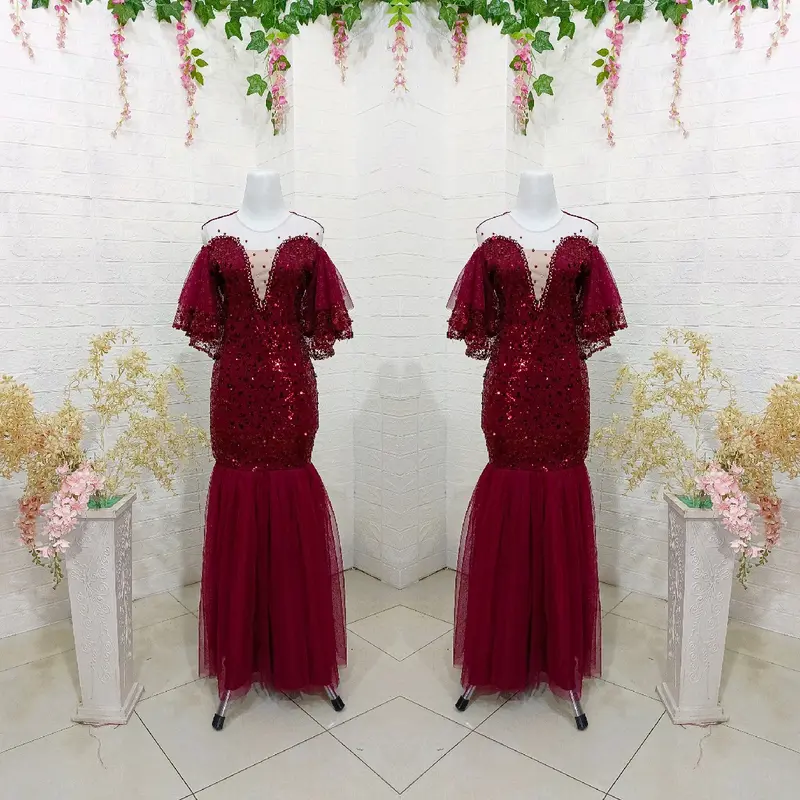 REVALINA-0035 || GAUN DUYUNG SQUIN PAYET MUTIARA MEWAH //Dress pesta // Gaun Wanita Panjang 2