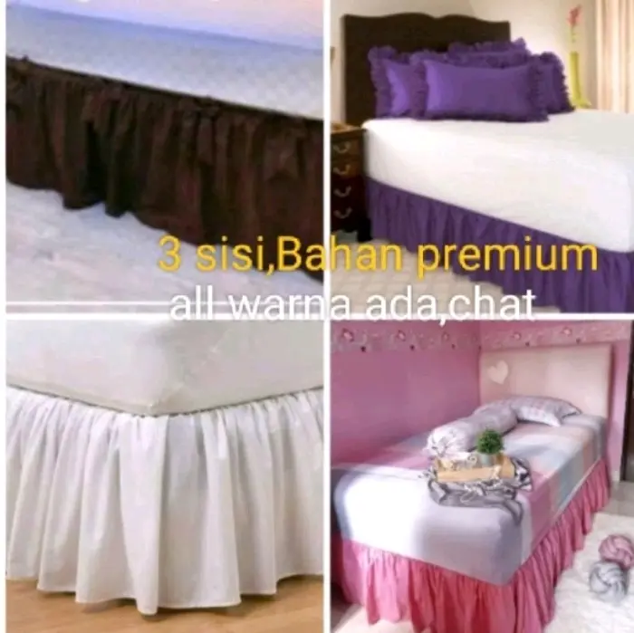 Bedskirt Rumbai Penutup Kolong Tempat Tidur Premium dengan Karet 3cm Lebar