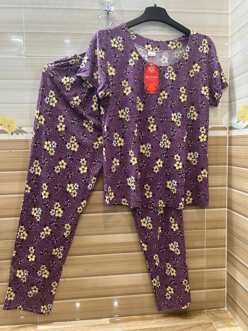 Product Introduction of Bộ Thun Hoa Bà Già (Quấn Dài Áo Tây Ngắn )Vải Thun Atyway Co Giản Thỏa Mái - Nữ, Women Voi 5