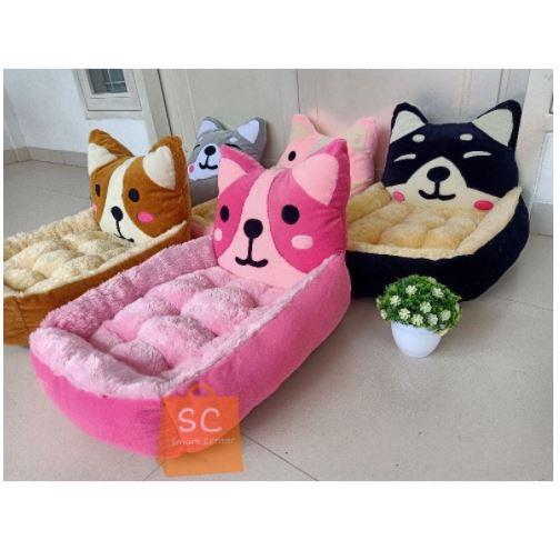 Tempat Tidur Anjing/Kucing Model Teddy Golden Retriever Dengan Matras Removable anjing & kucing doll biru 2