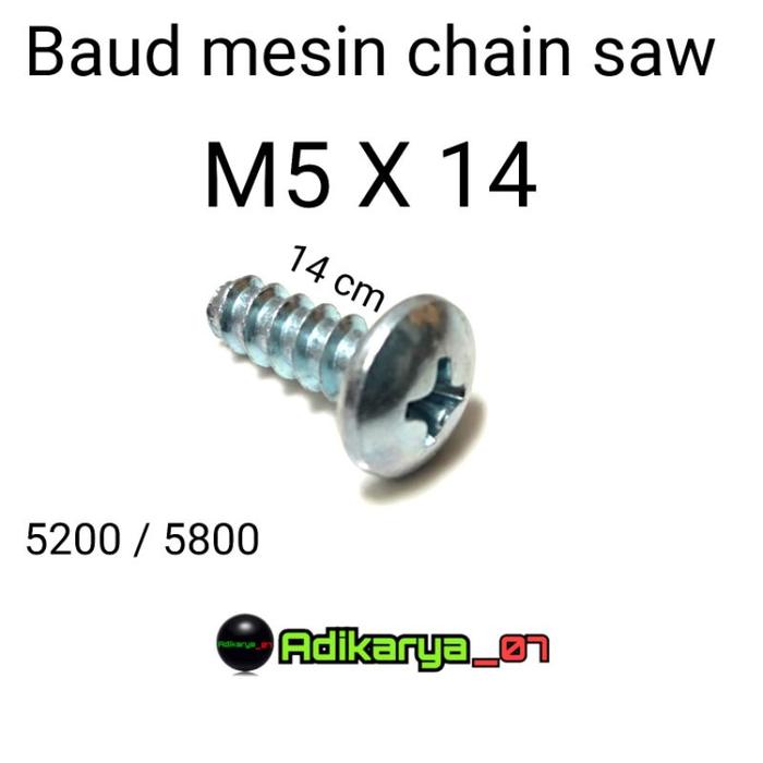Jual Baud Screw Skrup Baut M5 x 14 mesin chainsaw sinso mini tipe 5200 ...
