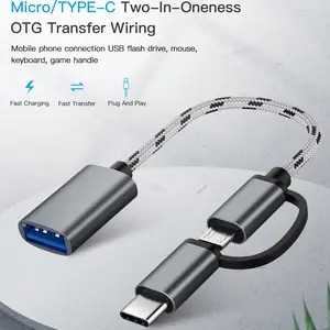 Kabel OTG 2 in 1 Multifungsi 2in1 Type C Micro USB Android Tipe C USB Type C To USB Device Flashdisk Storage
