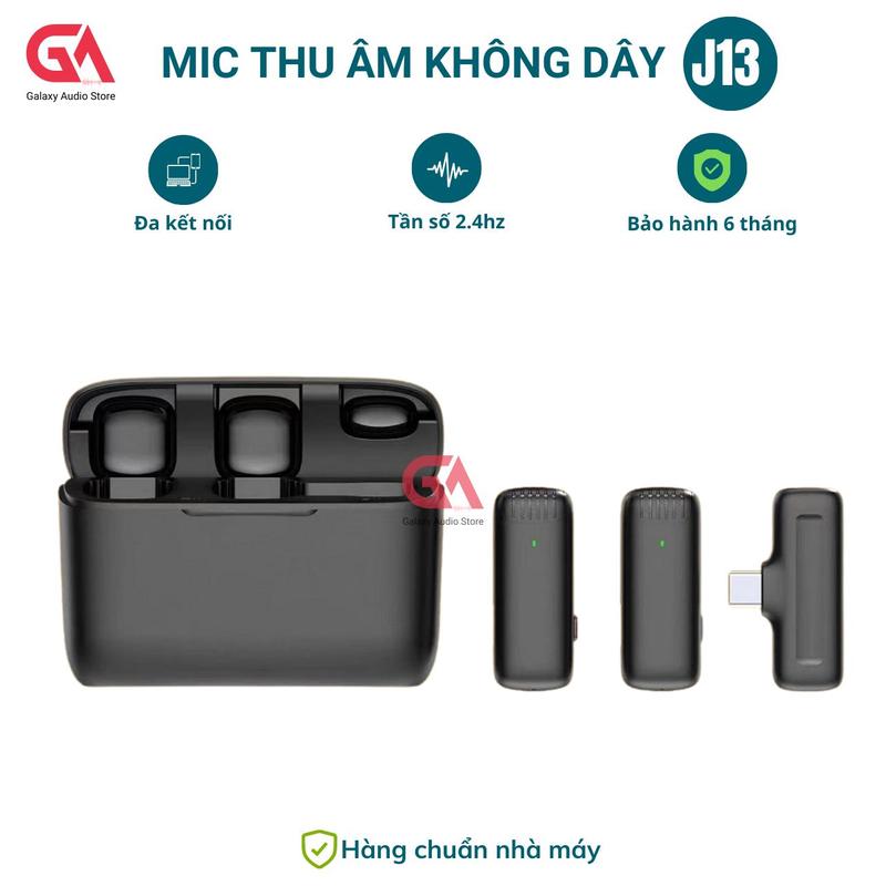 Bộ 2 micro thu âm không dây QTA J13 lọc tiếng ồn Phạm vi sử dụng 25m Livestream ghi âm quay video Cổng type C, lightning ultras 24 miclo ahang mic thua thuam micthu am vlogs mic dynamic