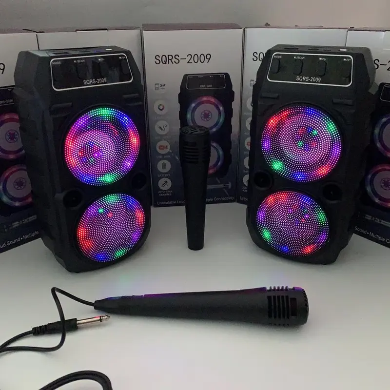 Speaker Bluetooth Karaoke Portable SQ 2009 Doble Lampu Led Bonus