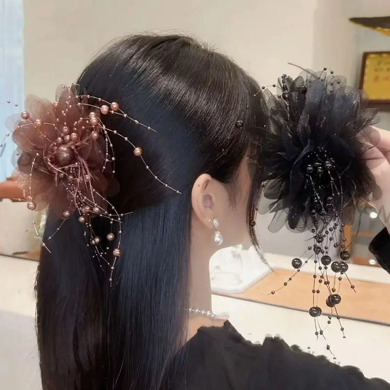 Kẹp Tóc Cá Mập Tóc, Phong Cách Cổ Điển Hàn Quốc, Tua Rua Hoa Bướm Cổ Tích Cỡ Lớn, Phụ Kiện Tóc phồng, Phụ Kiện Đội Đầu, Sang Trọng Và Dễ Phối Đồ 3