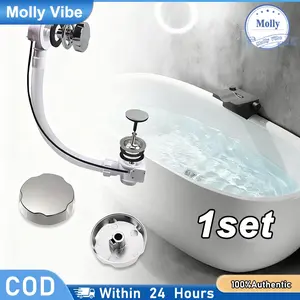 Bathtub Flexible Pembuangan Afur- Pembuangan Bathtub Injak Kaki Aksesori Bak Mandi untuk Apartemen