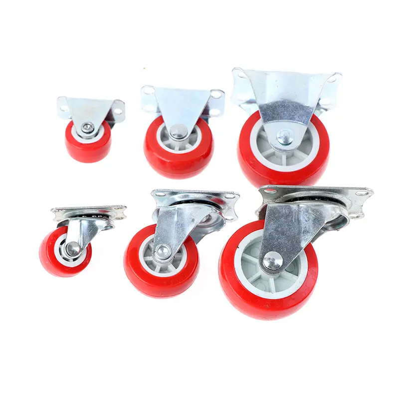 Bánh xe di chuyển đồ Nội Thất, 4 cái, 1,5inch, Bánh xe lăn con lăn cao su màu đỏ, Bánh xe di chuyển có khóa