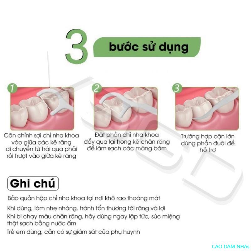 Product Introduction of CAO DAM NHAs Tăm chỉ nha khoa, Hộp 50 chiếc loại an toàn cho sức khỏe giúp ngăn ngừa mảng bám, hôi miệng và sâu răng - Shop Mẹ Bún 28