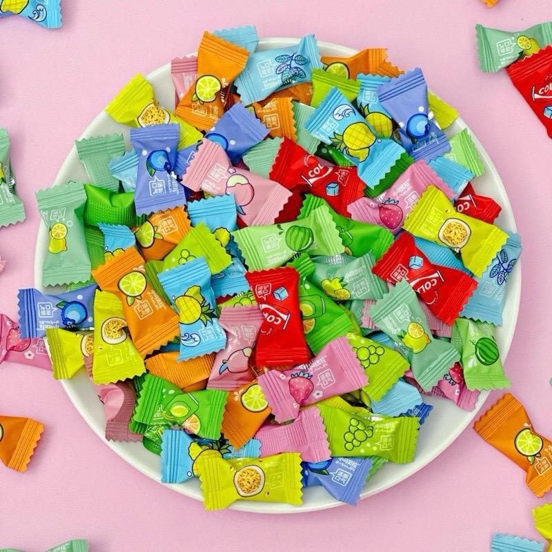 100gr Kẹo Ngậm Vị Trái Cây Vitamin C Mát Lạnh Bạc Hà Mix Nhiều Mầu Ăn Vặt Food Candy Viên Kẹo hằng du mục kẹo dẻo banh keo