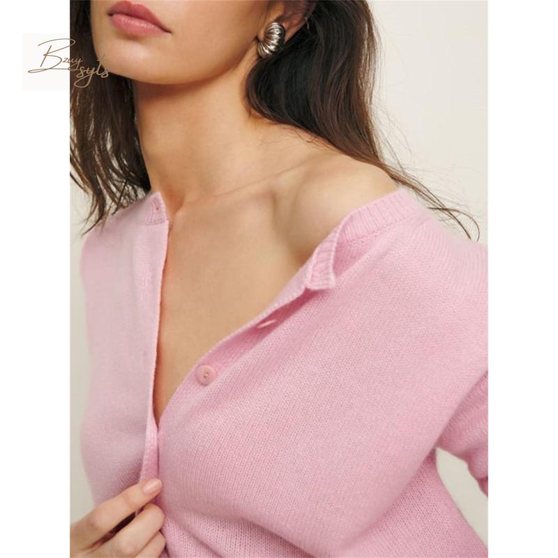 Product Introduction of Women Fashion Cardigan Solid Color Long Sleeve Sweater Button-Down Fall Casual Soft Knit Coat sweater 35