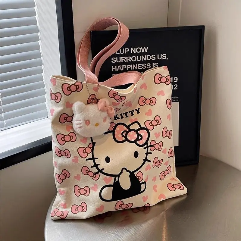 Túi Phòng Đơn, HelloKitty, Dành Cho Nữ, Sức Chứa Lớn, Thích Hợp Cho Học Sinh, Túi Tote Mèo KT Dễ Thương, Túi Tote Đi Lại
