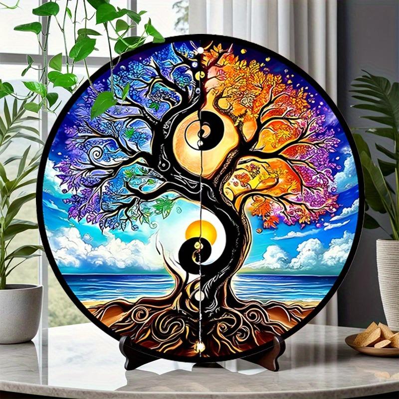 Product Introduction of Colorful Yin Yang Tree Ocean Sunset Metal Wall Art - Vibrant Round Poster for Bar, Cafe, Beach House, Backyard - Ideal for Artistic Spaces, Coastal Home Decor, 2D, Perfect for Room Decor 9