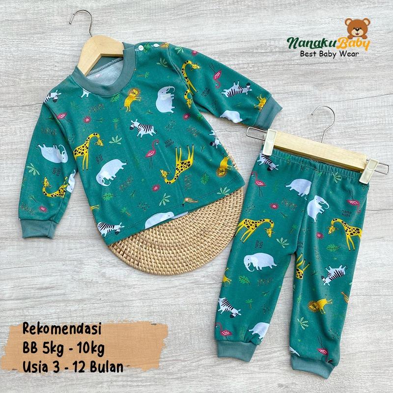 Nanaku Baby - Setelan Baju Bayi Piyama Bayi Lengan Panjang Motif Printing Flamingo Usia 3-12 Bulan 3