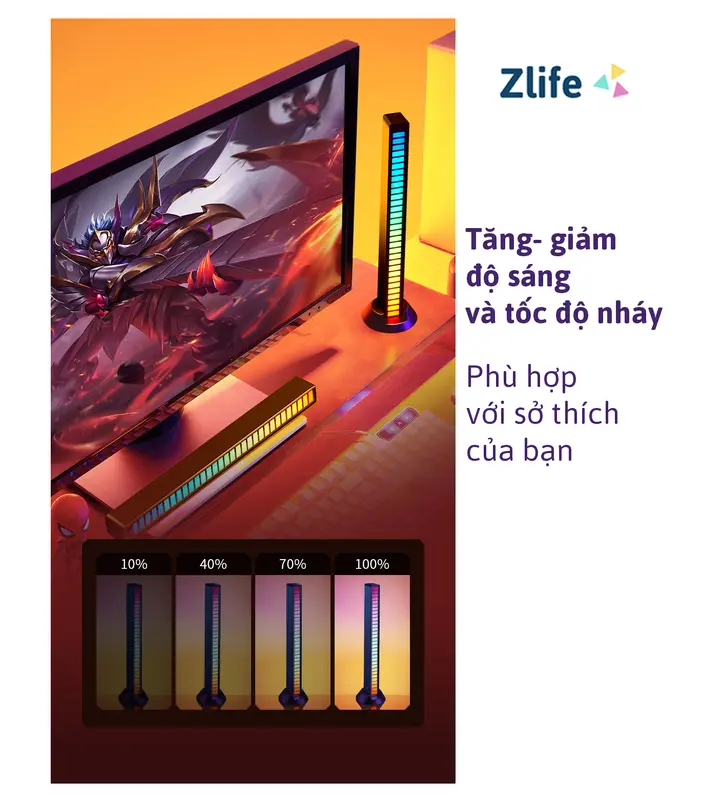Đèn Led Cảm Biến Nháy Theo Nhạc | Thanh Led RGB Sạc Tích Điện Trang Trí Bàn Làm Việc, Gaming Nhiều Chế Độ Sáng Điều Chỉnh Qua App 4