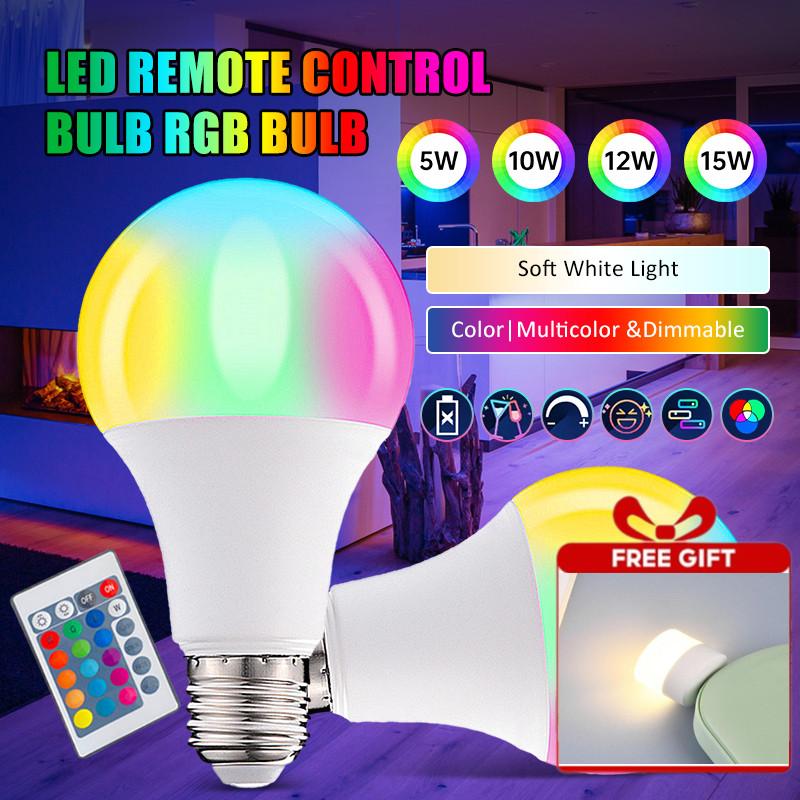 【Free Light】RGB LED Remote Control Bulb Christmas Light Dimmable ...