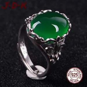 JDK Cincin Kristal Batu Akik Hijau Pembukaan Zamrud Wanita Dapat Disesuaikan