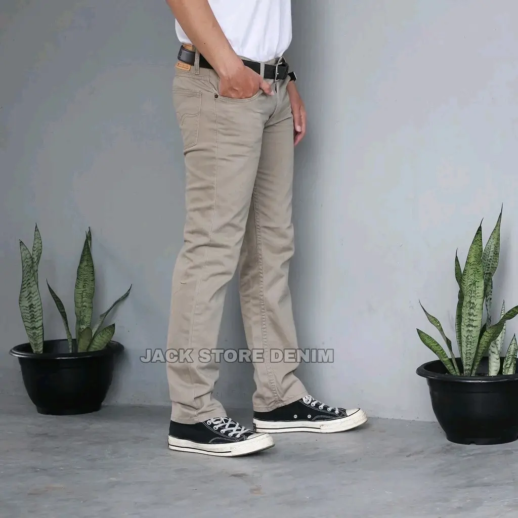 Celana Kanvas Panjang Model Standar Reguler Fit Ukuran 28 - 38 Terbaru Abu Cream Hitam Mocca Kain Pria Formal Kerja Cowok Kantor