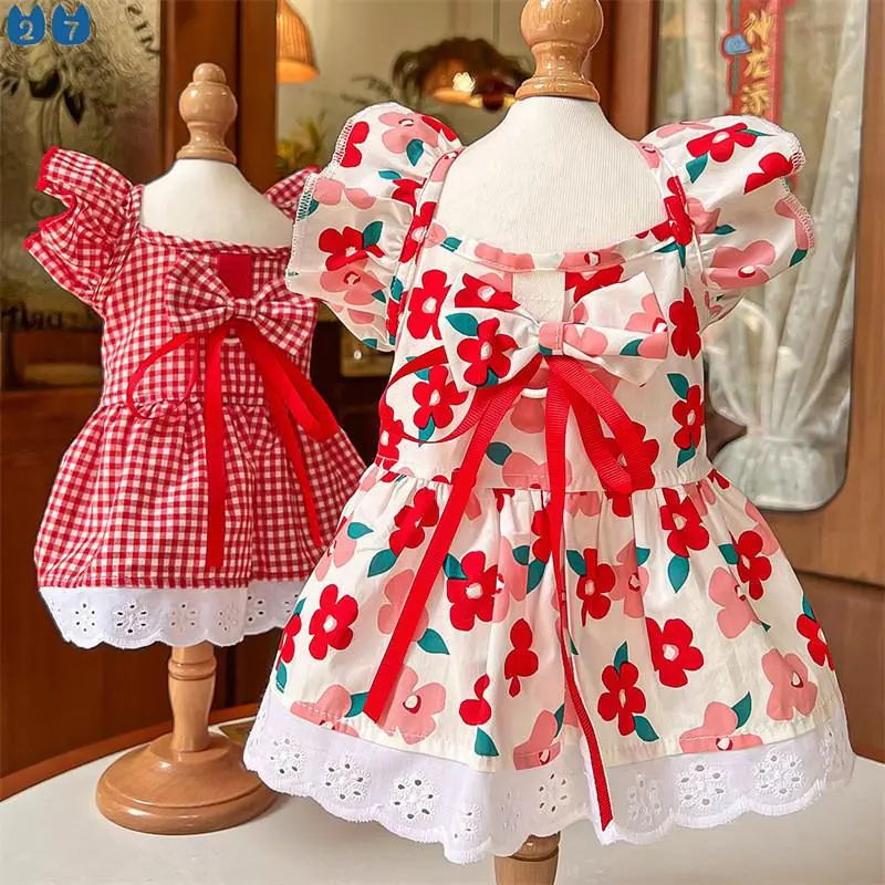 27Pets: 3 Colors Size XS-3XL Pet Dress with bow Ties for Cats and Dogs Shirts
