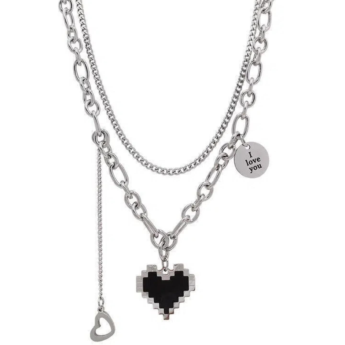 Kalung Titanium Pria Anti Karat Retro Liontin Cinta Kalung Titanium Wanita Y2K Korea Hip Hop Multi-layer Fashion Aksesoris kalung  love  titanium kalung  y2k  girl