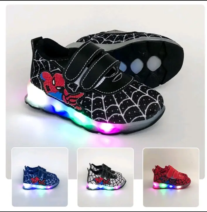 SEPATU LED ANAK BERMOTIF SPIDERMEN