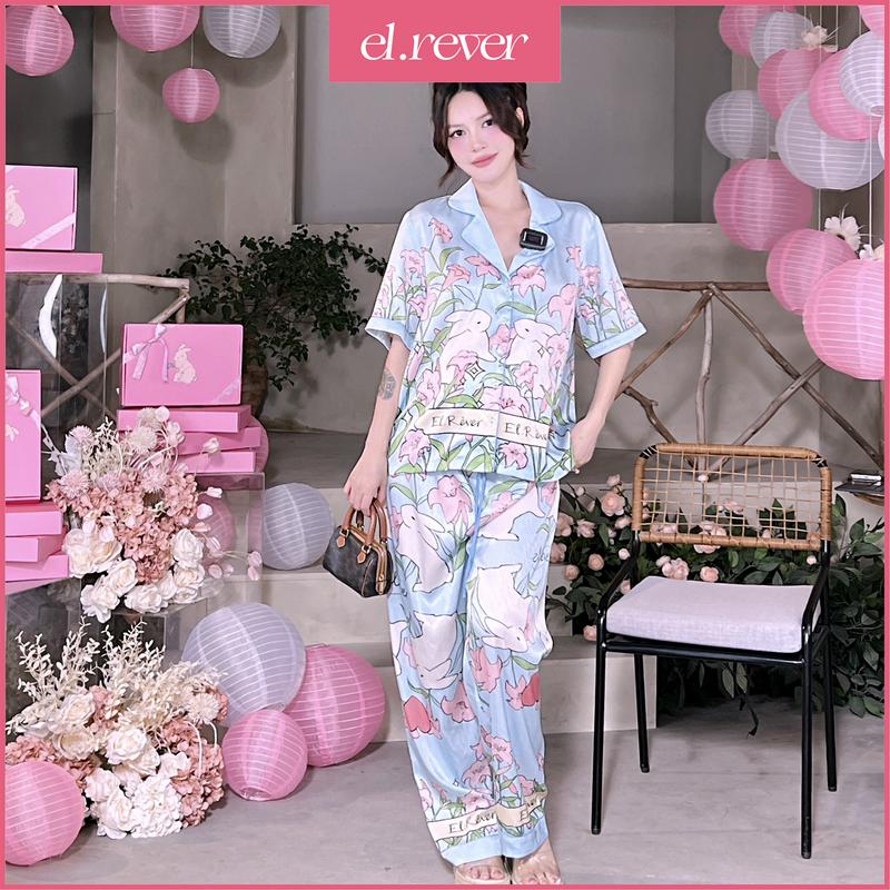 EL.RÊVER - Mẫu pijama lụa Rêver Bunny phiên bản đặc biệt tháng sinh nhật  - Màu xanh - 0723S98