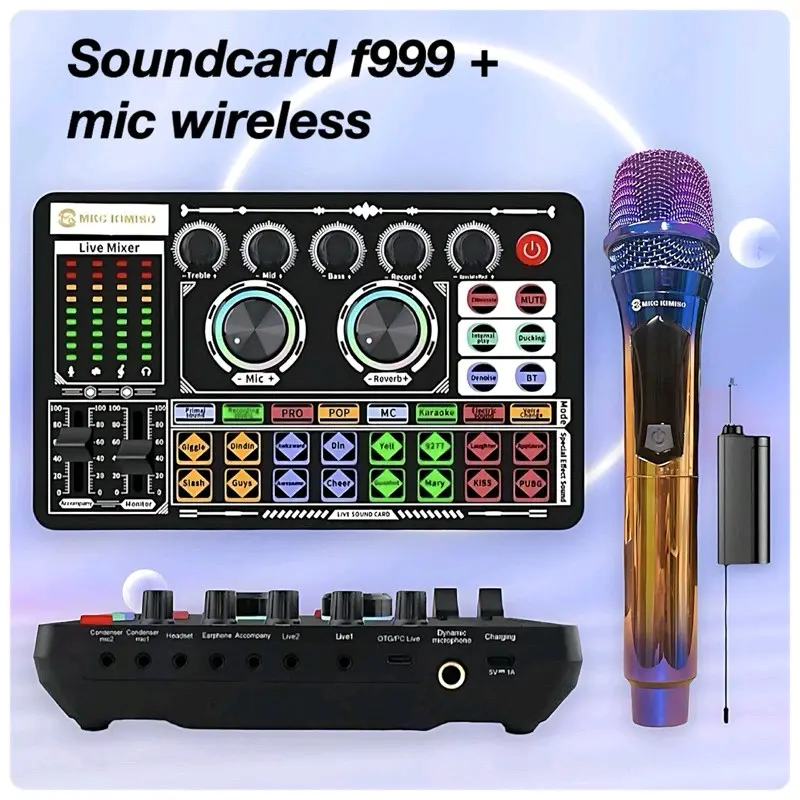 Paket f999+MKf01 set original Sound card Bluetooth Compatibel eskternal Audio Kartu Soundcard Laptop