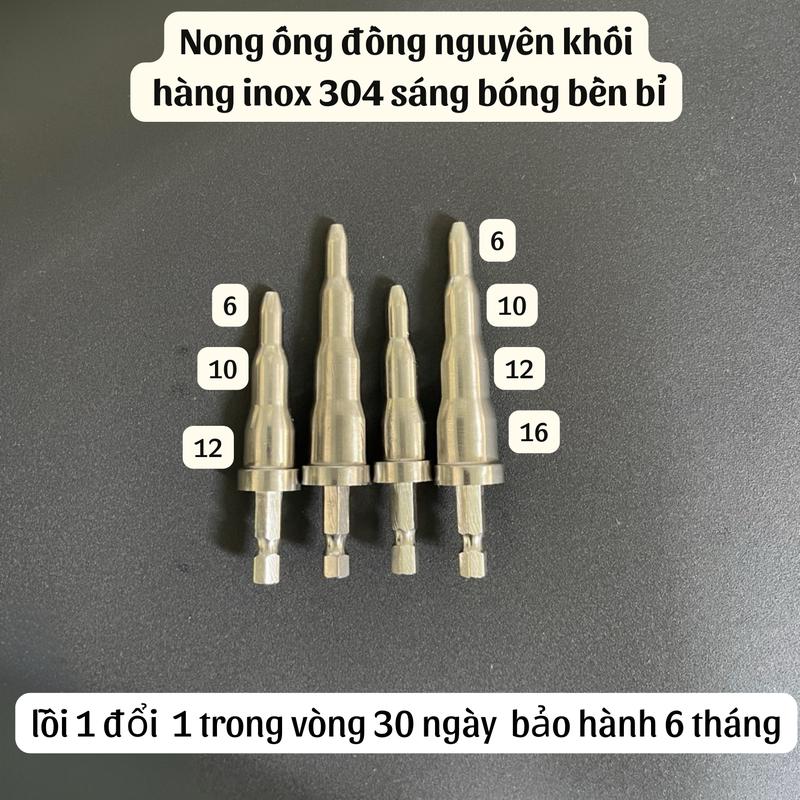 Nong ống đồng bằng máy khoan cầm tay phi 6 - 10 - 12 [ INOX 304 ] mũi long ống 3 trong 1 - nong ống bằng khoan 3 in1