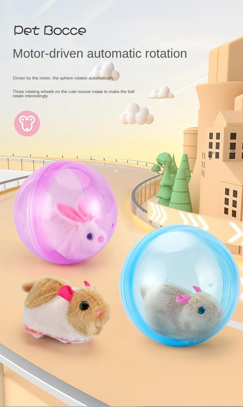 Product Introduction of New Popular Electric Rabbit Hamster Rolling Ball Playing Cat Electronic Plush Dog Cat Machine Pet Toys 4