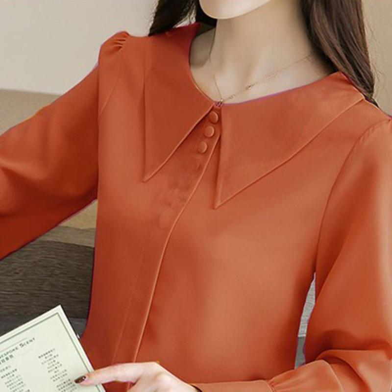 Áo sơ mi cổ sen 3 nút tay dài Trơn Top Nữ Women áo tingoan Shirt sơmi kiểutỷtỷ