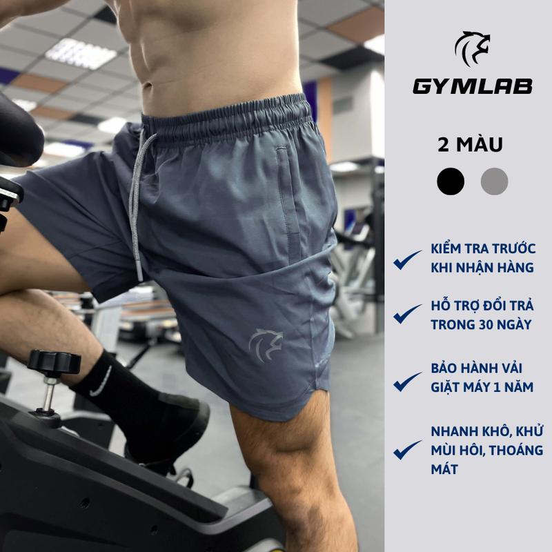 Quần đùi nam tập gym, chạy bộ thể thao Gymlab form 6 inch trên gối vải gió thoáng mát 2