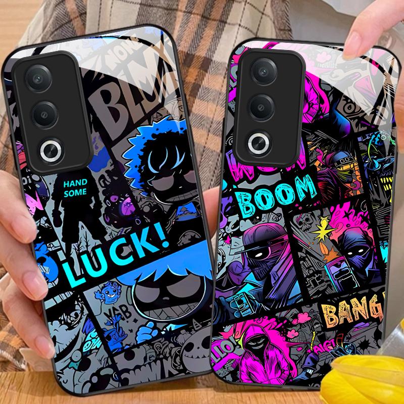 เคสโทรศัพท์แก้ว ลายกราฟฟิตี้ สำหรับ OPPO A3X, A3, A5, A5PRO, A5X, A3PRO, A98, A80, F23, A94, F21PRO,