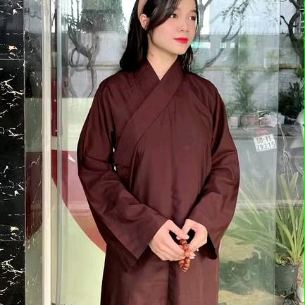 Áo tràng truyền thống - Áo tràng phật tử nam nữ chất vải kate truyền thống 7