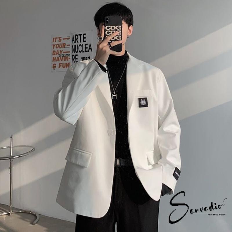 Áo blazer nam dài tay áo khoác form rộng SANVADIO 2 màu đen, trắng dễ phối đồ phong cách Hàn Quốc AD09