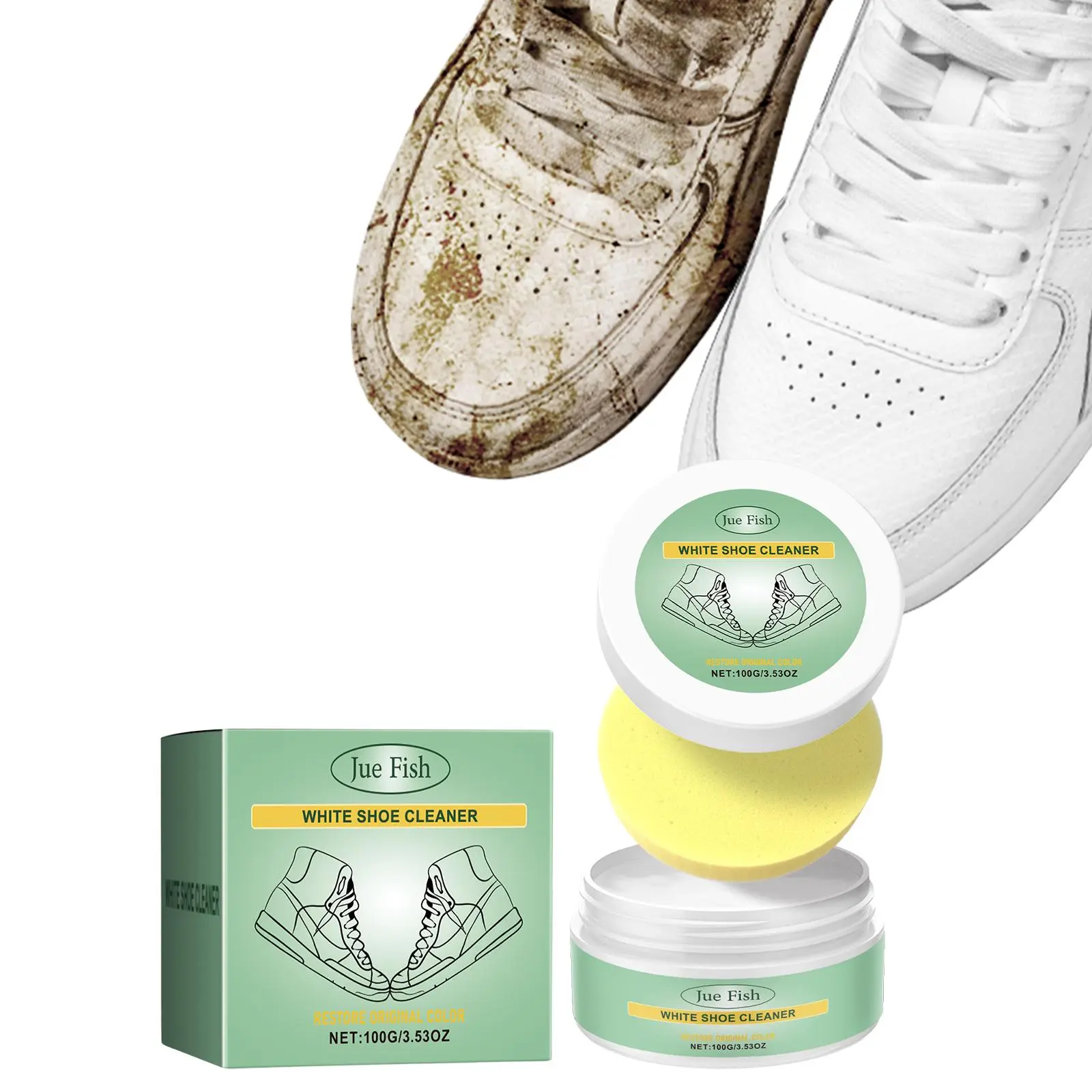 Shoe Cleaning Cream with Sponge, 1/2 Sets Multifunctional Shoe Cleaning Agent, Shoe Care Set, Household Cleaner for Indoor  & Outdoor
