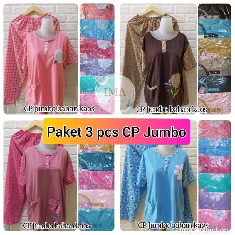 PAKET 3 PCS CP JUMBO 3L BAHAN KAOS / GROSIR BAJU TIDUR JUMBO MURAH 0