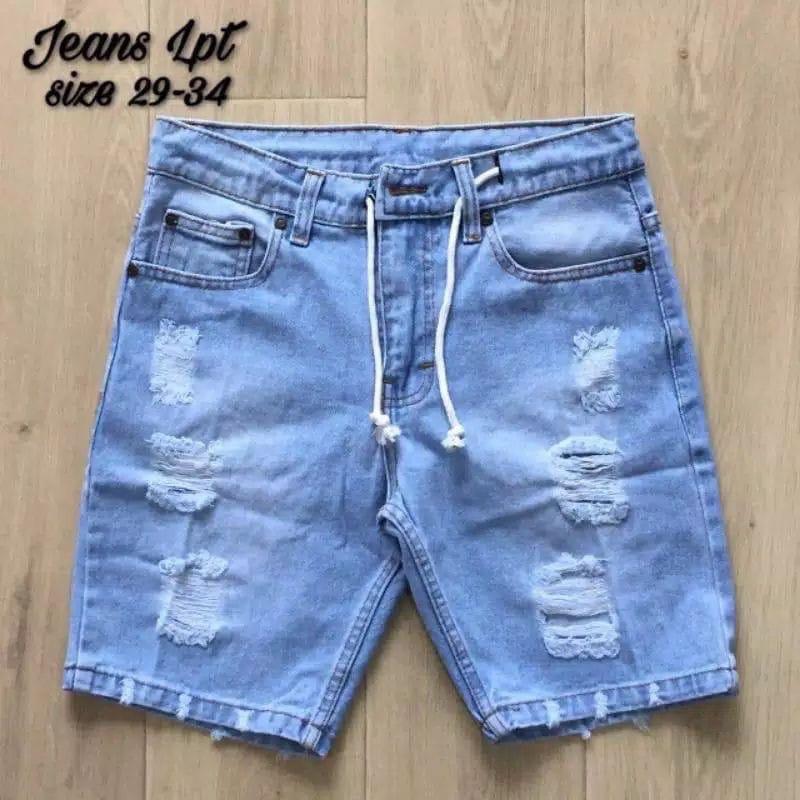 Celana Jeans Pendek Sobek Pria Celana Jeans Sobek Pendek Blit 38