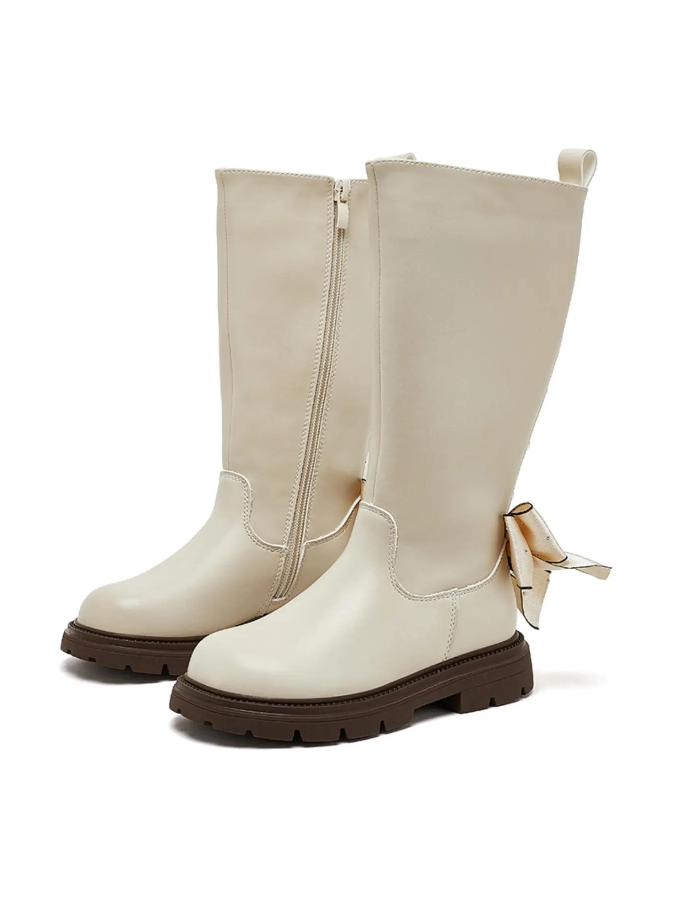 Girl's Fashionable Bow Decorated Mid-calf Boots, Casual Comfortable Zipper Boots for Daily Wear, Fashion All-match Shoes for Girls