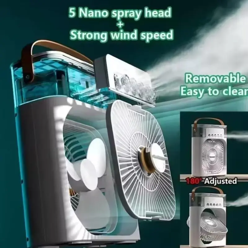 3 in 1 Fan Air Conditioner, Portable Air Cooler Fan with Led Night Light, Desktop Fan Air Conditioner, Household Appliances for Home Office, Fan Air Cooler 3