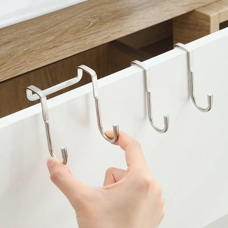 Cangkuk Pintu Kabinet Tepi Katil, Bahan Keluli Tahan Karat, Bentuk S, Cangkuk Berganda, Penyangkut untuk Pakaian, Bilik Mandi, Rak Gantung Dapur, Cangkuk S.tisu dapur gantung