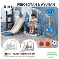 Gambar MOLION SNI Prosotan Mainan Ayunan Anak 5in1 Ring Basket Seluncuran Perosotan Playground Playgym Aman 001-M1311 - M1301 BIRU 3in1 dari via olahraga yoga Kota Surabaya 1 Tokopedia