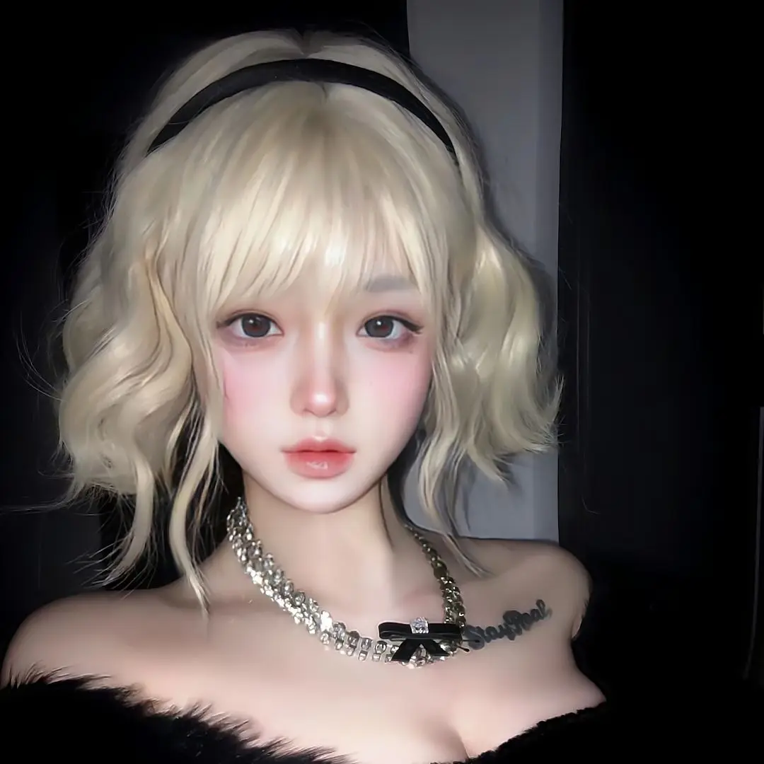 2024 Creamy-white Wig Women's Short Hair Cute Anti-Aging Short Curly Hair Small Curls Bobhaircut Artificial Human Hair Natural Full-Head Wig
