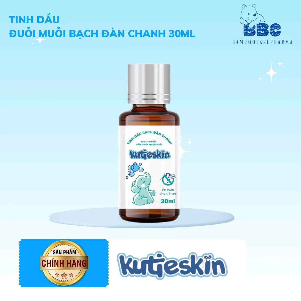 Tinh dầu đuổi muỗi bạch đàn chanh Kutieskin chai 30ml cho bé Cho Bé