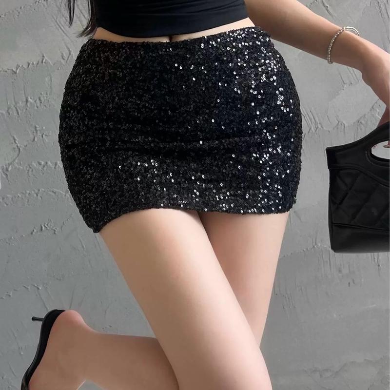 Chân váy nữ kim sa Y2K cạp ngắn có quần bảo hộ Lolystore dress women