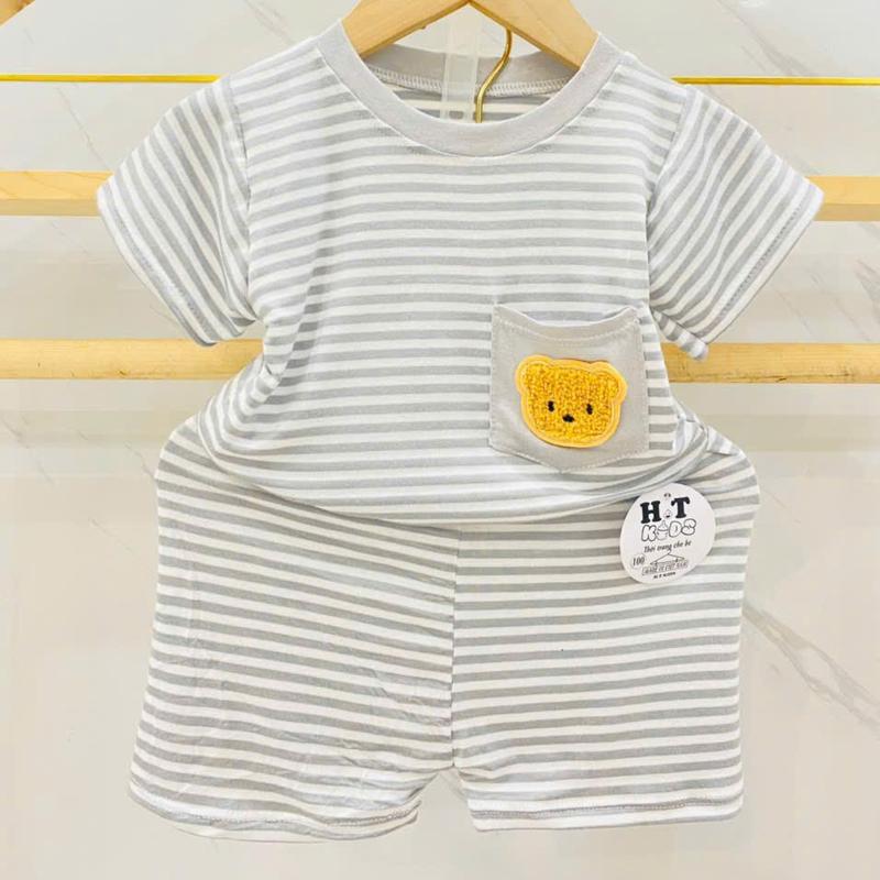 [18-28kg] Bộ cộc tay THUN LẠNH Vải Dệt Sọc Cho Bé 5