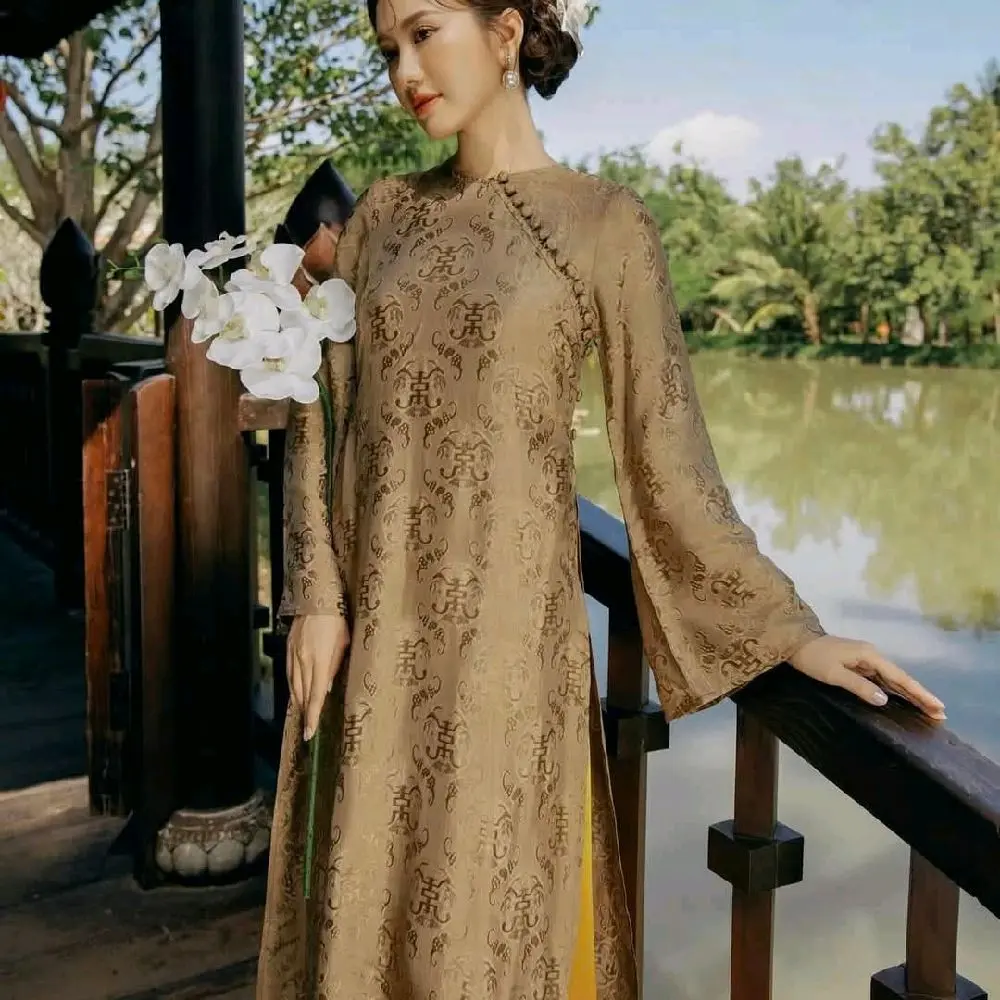 ÁO DÀI KHIẾT LAM CHUYÊN MAY ĐO ĐÍNH KẾT THỦ CÔNG