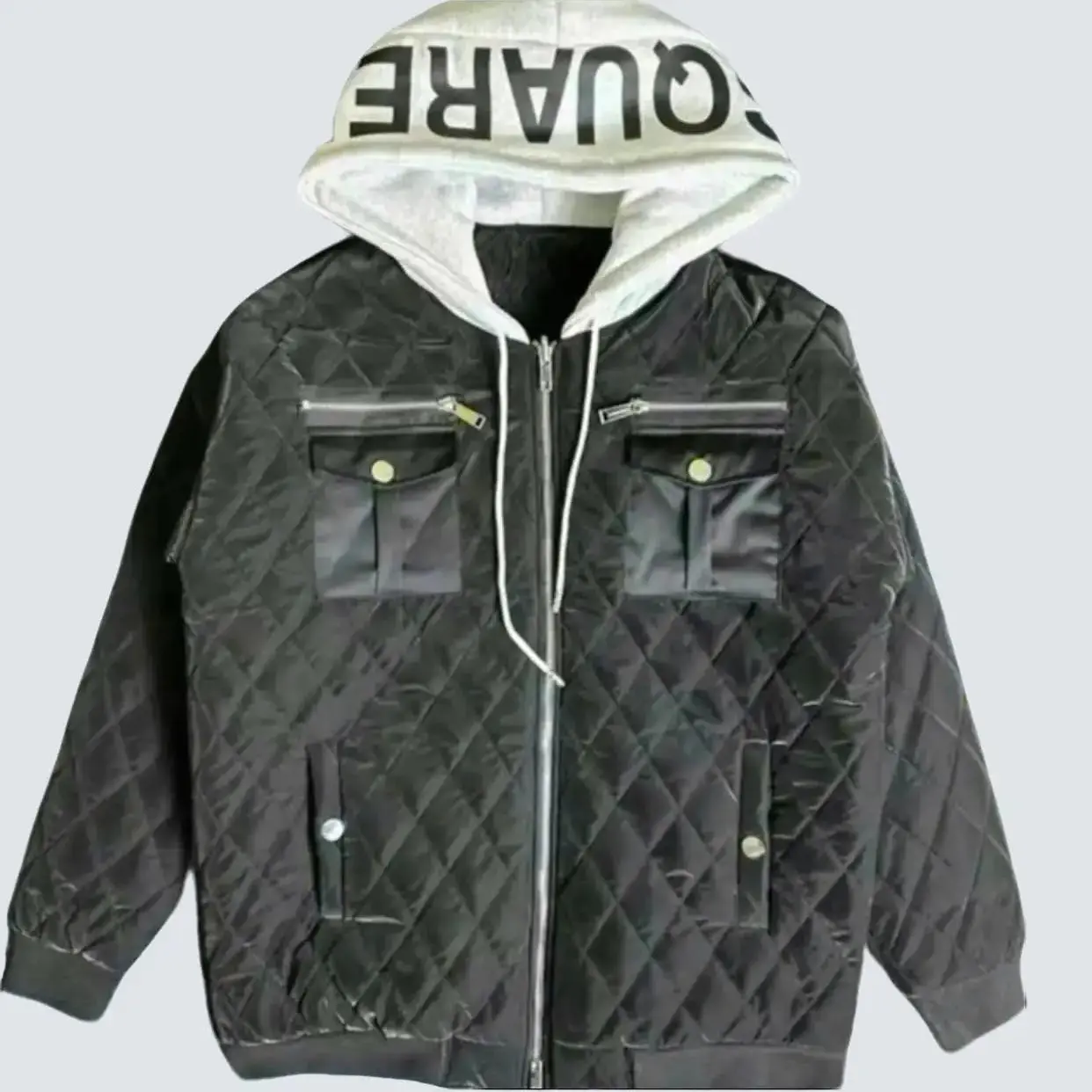 Áo phao trần chám  cho nam và nữ - có túi Jacket Có Cổ Menswear khoác ao phít