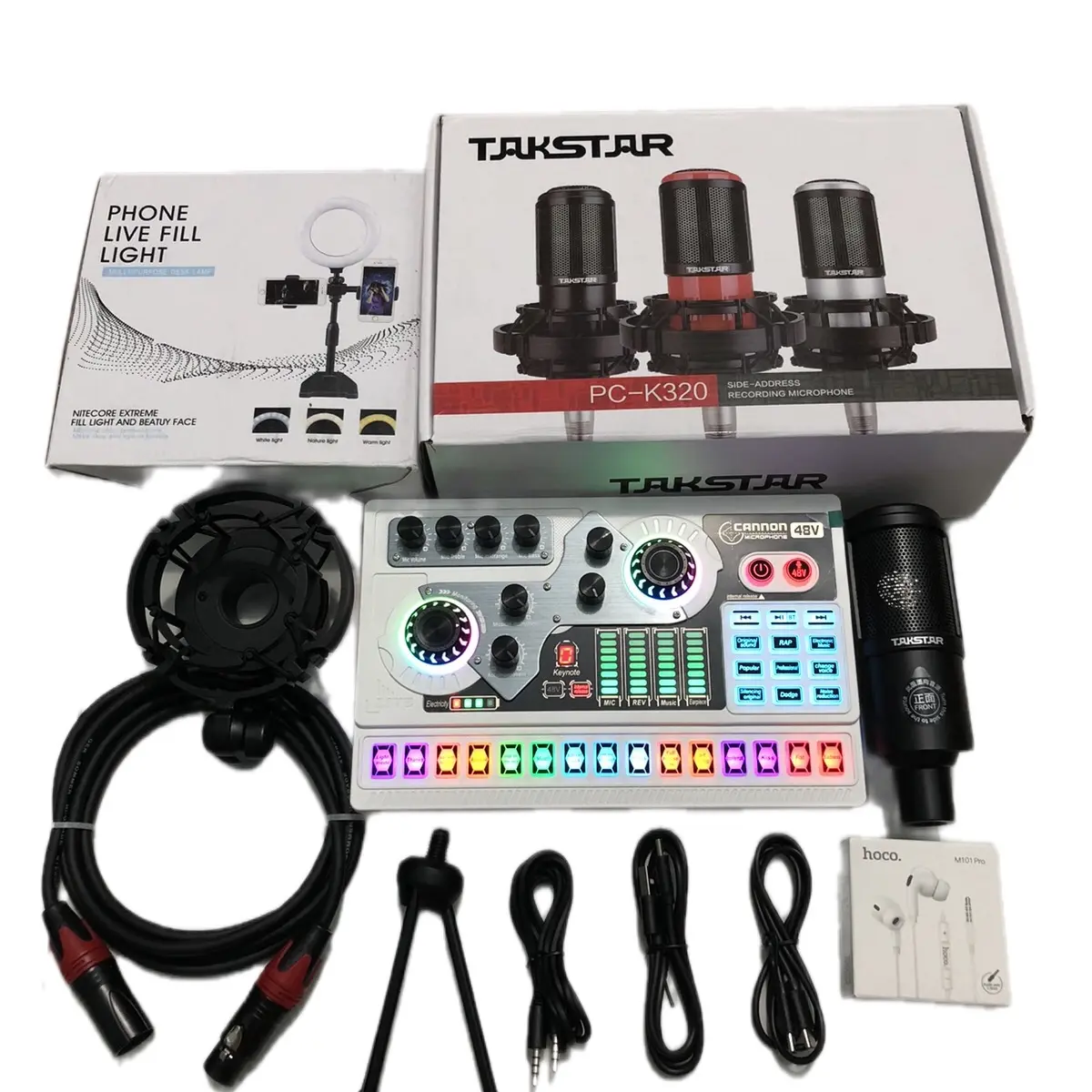bộ mic thu âm live stream pc k320 sound card X5 đờ mới dùng được mic 48v và mic 5v  1 đổi 1