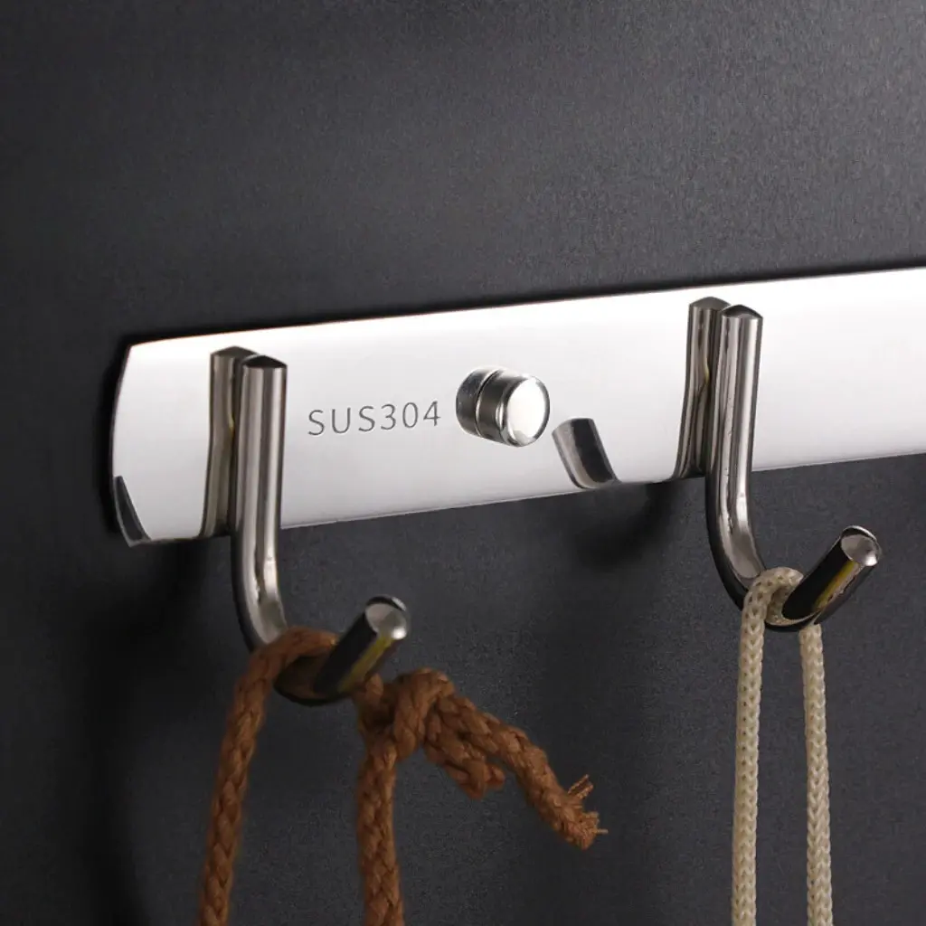 Móc treo quần áo gắn tường inox 304 siêu dày chịu lực tốt, siêu bền tặng kèm ốc vít-